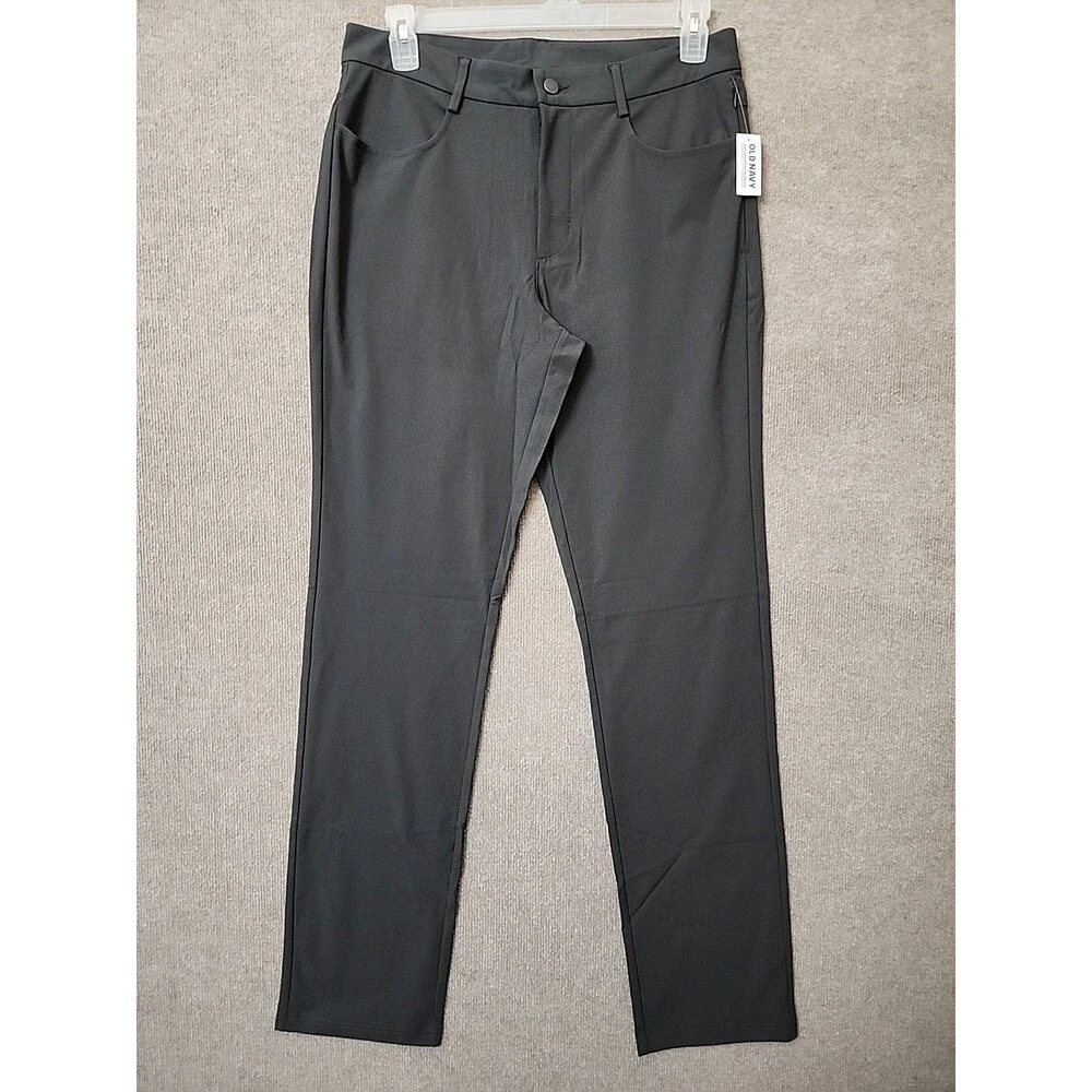 Old Navy Straight Tech Hybrid Pants Mens 33x36 Panther Gray 4 Way Stretch NEW